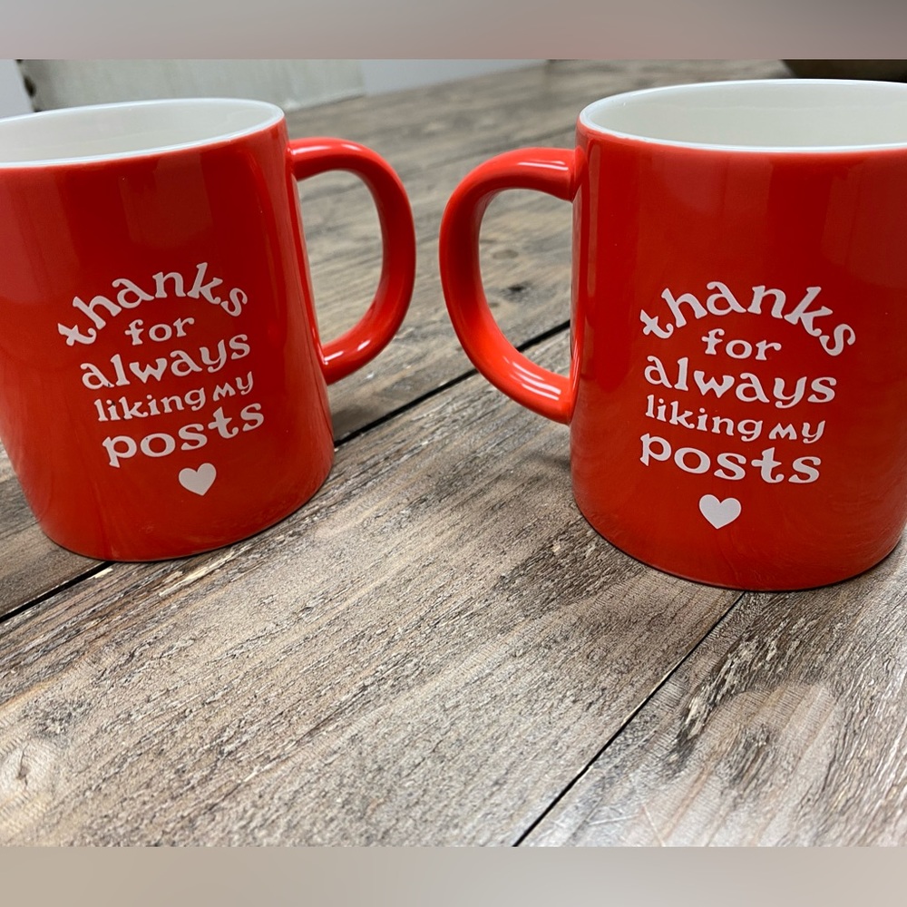 Coffee Mug set. “Thank you for always liking my posts”